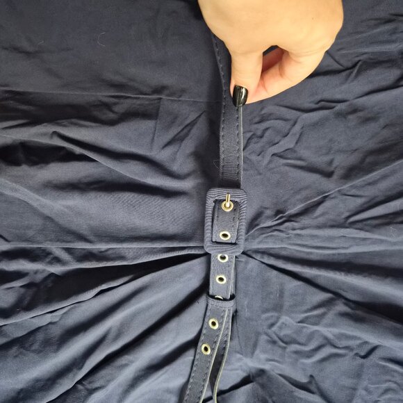 Unique Vintage 1950s Navy Bow Sleeve Selma Swing Dress - Picture 3 of 5